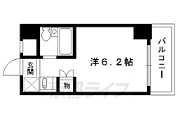 京都市営烏丸線 今出川駅 徒歩5分の賃貸マンション 3階1Kの間取り