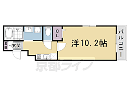 JR山陰本線 丹波口駅 徒歩8分の賃貸マンション 2階1Kの間取り
