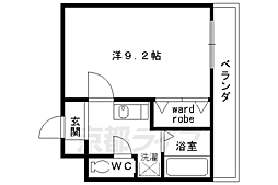 京都市営烏丸線 北大路駅 徒歩17分の賃貸マンション 3階1Kの間取り