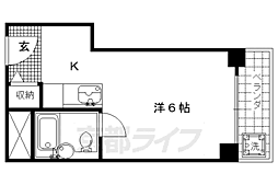 京都市営烏丸線 北大路駅 徒歩22分の賃貸マンション 5階1Kの間取り