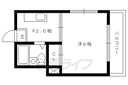 京都市営烏丸線 鞍馬口駅 徒歩12分の賃貸マンション 3階1Kの間取り