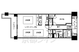 京都地下鉄東西線 京都市役所前駅 徒歩3分の賃貸マンション 3階1LDKの間取り