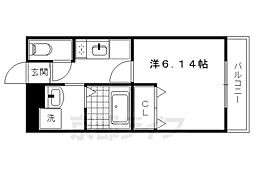 京都市営烏丸線 北大路駅 徒歩28分の賃貸アパート 2階1Kの間取り
