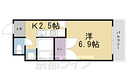 阪急京都本線 西院駅 徒歩10分の賃貸アパート 2階1Kの間取り