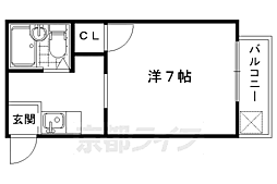 ジェミニ太秦 2階1Kの間取り