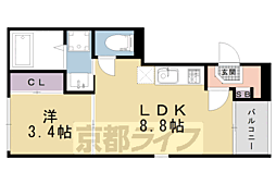 エーデルシュタイン花園伊町 3階1LDKの間取り