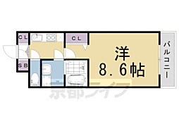 JR山陰本線 二条駅 徒歩5分の賃貸マンション 2階1Kの間取り