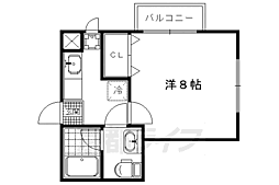 京都市営烏丸線 北大路駅 徒歩20分の賃貸マンション 1階1Kの間取り