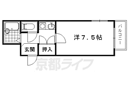 ドーリア西院 4階1Kの間取り
