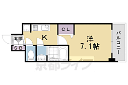 プレデコート西京極 4階1Kの間取り