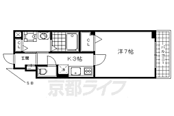 阪急京都本線 西院駅 徒歩10分の賃貸マンション 3階1Kの間取り