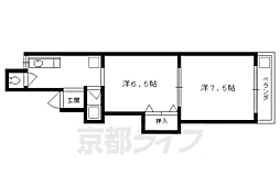 京都市営烏丸線 丸太町駅 徒歩10分の賃貸マンション 1階2DKの間取り