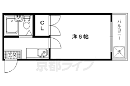 京都市営烏丸線 北山駅 徒歩14分の賃貸マンション 2階1Kの間取り