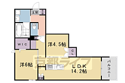 嵯峨広沢南下馬野町ヘーベルメゾン 3階2LDKの間取り