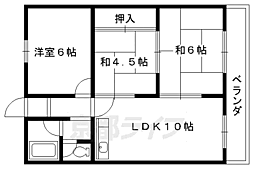 京都市営烏丸線 北大路駅 徒歩25分の賃貸マンション 3階3LDKの間取り