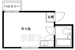 京都市営烏丸線 北大路駅 徒歩37分の賃貸マンション 3階ワンルームの間取り
