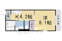 エルメゾン嵯峨 2階1Kの間取り