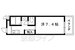 京都市営烏丸線 北大路駅 徒歩32分の賃貸マンション 1階1Kの間取り