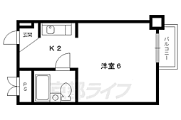 京都市営烏丸線 北大路駅 徒歩8分の賃貸マンション 4階1Kの間取り