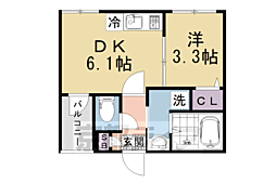 阪急京都本線 大宮駅 徒歩5分の賃貸アパート 1階1DKの間取り
