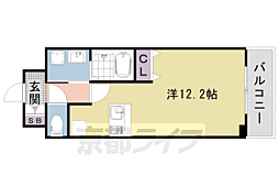京都地下鉄東西線 西大路御池駅 徒歩6分の賃貸マンション 2階1Kの間取り