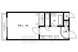 京都市営烏丸線 北山駅 徒歩29分の賃貸マンション 1階1Kの間取り