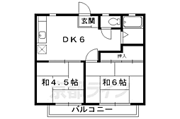 エステート一条 2DKの間取図画像