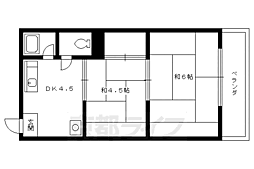 京都市営烏丸線 北大路駅 4.2kmの賃貸アパート 2階2DKの間取り