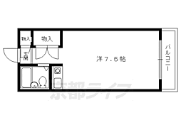 京都市営烏丸線 北大路駅 徒歩22分の賃貸マンション 2階ワンルームの間取り