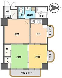 城崎マンション 3DKの間取図画像