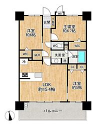 パークアソシア大橋レジデンス 3LDKの間取図画像