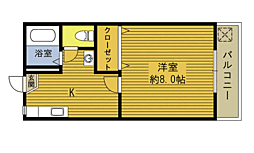 フローレンス海岸通りC 1Kの間取図画像