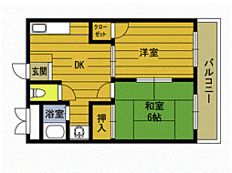 日出コーポ 1階2DKの間取り