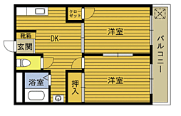 日出コーポ 2DKの間取図画像