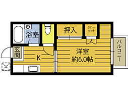 ユーハイツ豊岡 1Kの間取図画像
