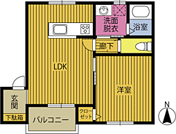 ルミナスＮＮ豊岡Ｃ 1階1LDKの間取り