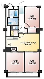 神戸湊町スカイハイツ 3DKの間取図画像