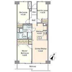 清瀬グリーンマンション 2SLDKの間取図画像