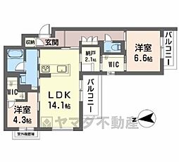 シャーメゾン　ケー 2階2LDKの間取り