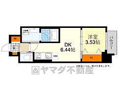 江坂プライマリーワン 9階1DKの間取り