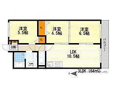ハイツ三ツ池台 3LDKの間取図画像