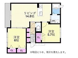 シャーメゾン千里山田 2LDKの間取図画像