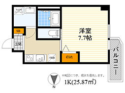 ラドゥセール江坂2 ワンルームの間取図画像
