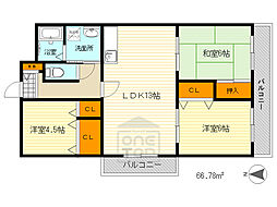 ツインフィールド壱番館 3LDKの間取図画像
