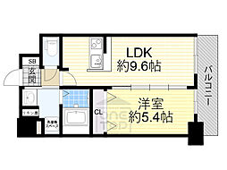 ディームス江坂 1LDKの間取図画像