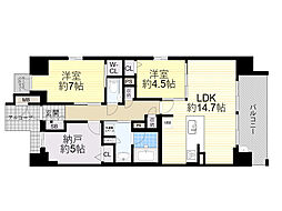 エスリード箕面船場阪大前 2SLDKの間取図画像