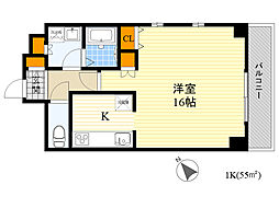 桃山台アルビラ 1Kの間取図画像