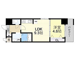グランルクレ新大阪 1LDKの間取図画像