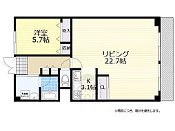 江坂・江の木公園スカイハイツ 1LDKの間取図画像