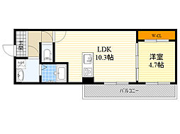 ラ・フェリシア桜川 1LDKの間取図画像